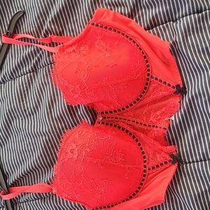 Red And Black Lace Bra